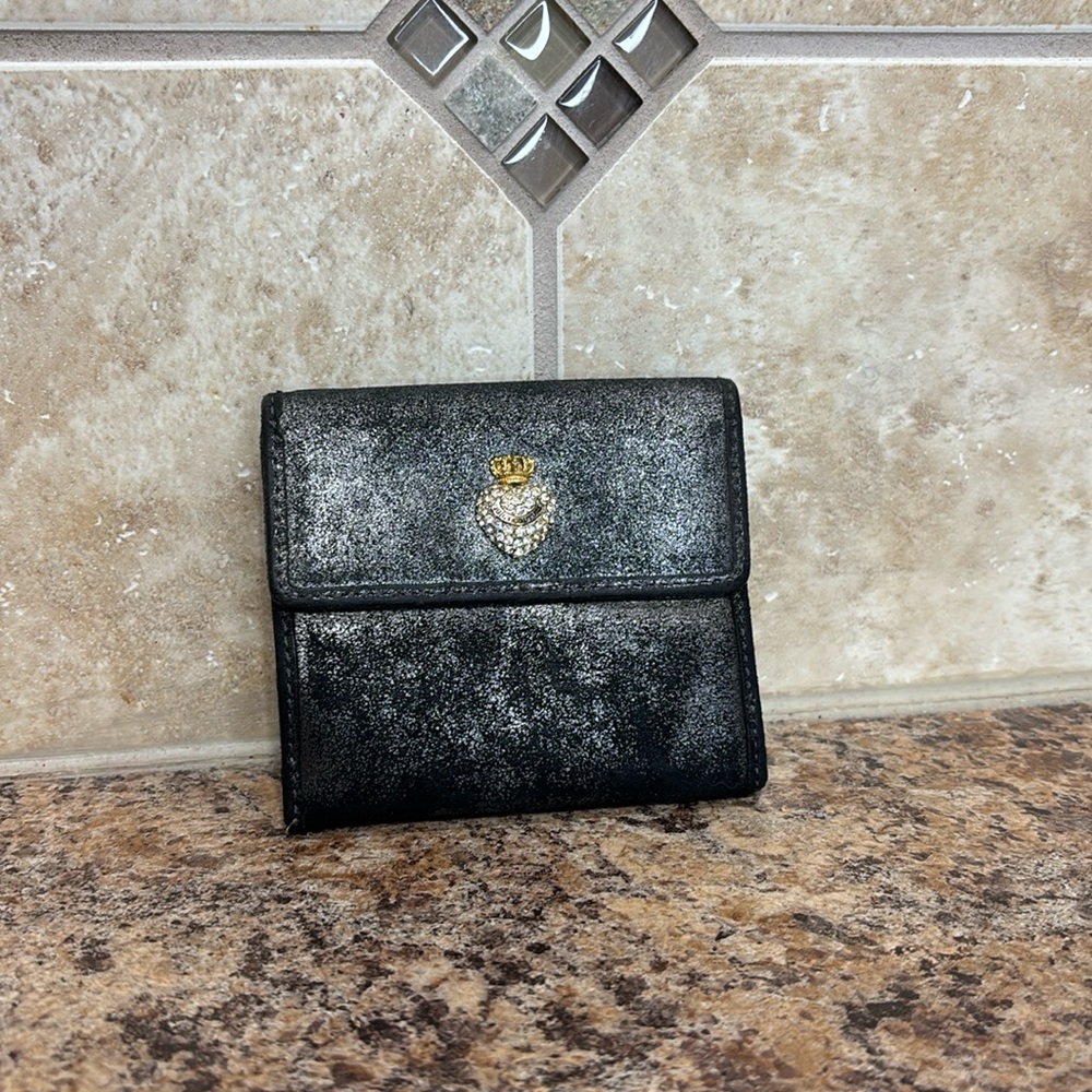 Juicy Couture Juicy Princess Charge It Black Metallic Leather Wallet